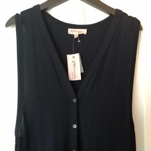 Philosophy Sleeveless Hi Lo Cardigan Navy NWT! (M)